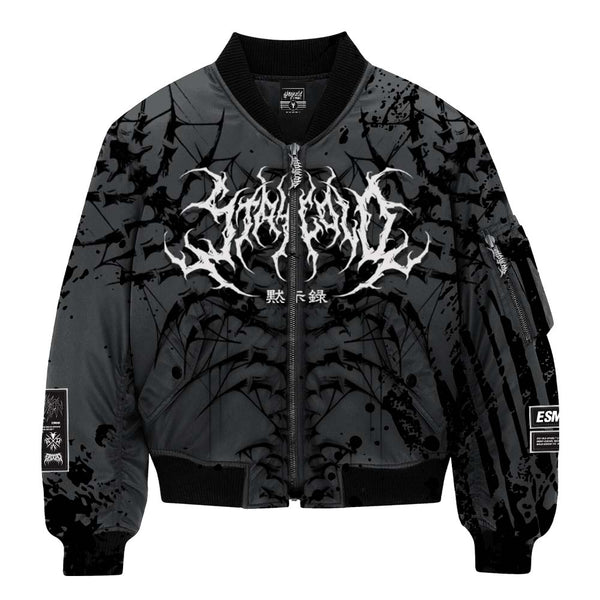Nocturnal Lifelines - Bomber Jacket (Grey) Mockup